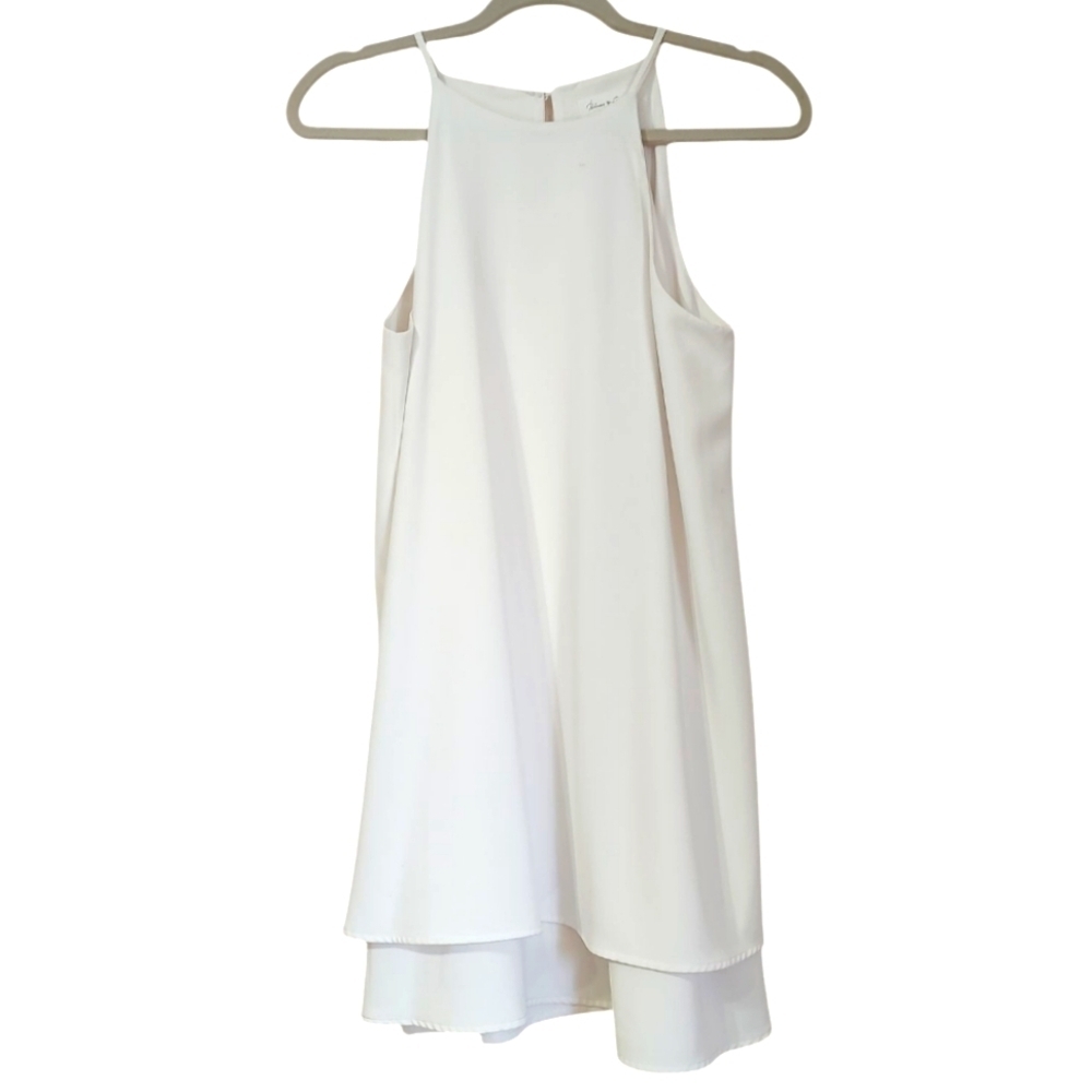 Blues & Greys White High Neck Sleeveless Tiered Hem Dress Size M